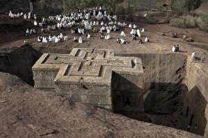 Sunday Mass is celebrated at the rock-hewn church of Bet Giyorgis (St. George) Sunday Mass is celebrated at the rock-hewn church of Bet Giyorgis (St. George)