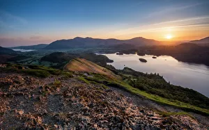 Sunrise over Derwentwater from the summit of Catbells near Keswick Sunrise over Derwentwater from the summit of Catbells near Keswick