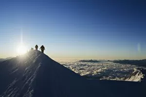 Images Dated 10th September 2011: Sunrise from summit of Mont Blanc, 4810m, Haute-Savoie, French Alps, France, Europe