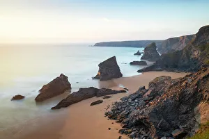 Cornwall Coastal Views Prints: Sunset at Carnewas and Bedruthan Steps