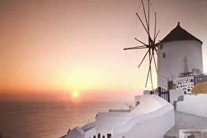 Cyclades Islands Map Prints: Sunset, Oia