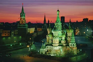 Red Square Sunset Print, Moscow Kremlin Scene
