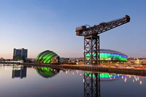 Sunset view of River Clyde, Finnieston Crane, The Hydro and the Armadillo, Glasgow Sunset view of River Clyde, Finnieston Crane, The Hydro and the Armadillo, Glasgow
