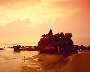 The Tanolot Temple at sunset on the island of Bali The Tanolot Temple at sunset on the island of Bali