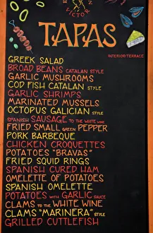 Prints of Tapas restaurant, Avda de la Catedral, Gothic Quarter, City of Barcelona, Catalonia, Spain, Europe Related Image Prints: Barcelona Gothic Quarter Print