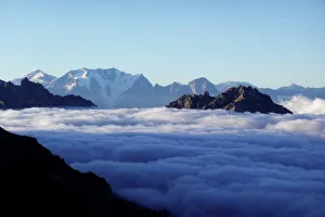 Andes Mountain Range Photography Prints: Temperature inversion on Aconcagua