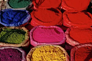 Prints of Textile dyes, Kathmandu, Nepal, Asia Related Prints: Textile Dye Print, Kathmandu