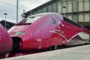 A Thalys high speed train awaits departure at Gare du Nord railway station, Paris, France A Thalys high speed train awaits departure at Gare du Nord railway station, Paris, France