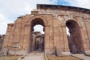Theatre entrance, Roman site of Sabratha, UNESCO World Heritage Site, Libya Theatre entrance, Roman site of Sabratha, UNESCO World Heritage Site, Libya