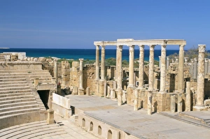 Theatre, Leptis Magna, UNESCO World Heritage Site, Tripolitania, Libya Theatre, Leptis Magna, UNESCO World Heritage Site, Tripolitania, Libya