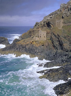 Cornish Mining Heritage Prints: Tin mine on coast, Botallack, Cornwall, England, UK, Europe