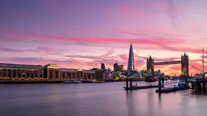 Images Dated 11th November 2021: Tower Bridge and The Shard at sunset, London, England, United Kingdom, Europe