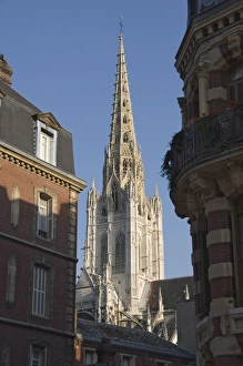The tower and cast iron spire of 1876 of the Cathedrale Notre Dame, Rouen The tower and cast iron spire of 1876 of the Cathedrale Notre Dame, Rouen