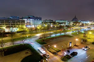 Town at dusk, Milton Keynes, Buckinghamshire, England, United Kingdom, Europe Town at dusk, Milton Keynes, Buckinghamshire, England, United Kingdom, Europe