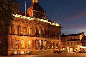 UK Landmarks Prints: The Town Hall at dusk, Ipswich, Suffolk, England, United Kingdom, Europe