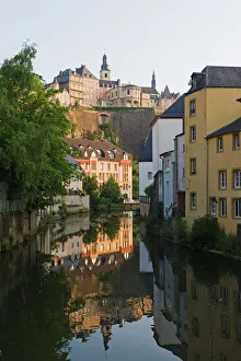 Town houses reflected in canal, Old Town, Grund district, UNESCO World Heritage Site Town houses reflected in canal, Old Town, Grund district, UNESCO World Heritage Site