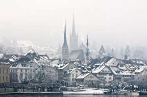 The town of Zug on a misty winters day, Switzerland, Europe The town of Zug on a misty winters day, Switzerland, Europe