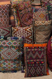 Traditional Moroccan cushions for sale in Old Square, Marrakech, Morocco, North Africa, Africa Traditional Moroccan cushions for sale in Old Square, Marrakech, Morocco, North Africa, Africa