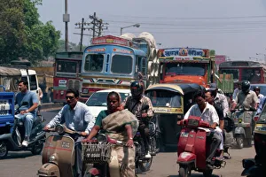 Traffic on Koregaon Road, Pune, Maharashtra state, India, Asia Traffic on Koregaon Road, Pune, Maharashtra state, India, Asia