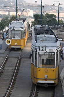 Public Transportation Europe Prints: Two trams in Budapest