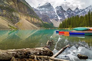 Canadian Rocky Prints: Moraine Lake Rowing Boats Print