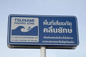 Tsunami Warning Sign Print, Patong Beach, Phuket