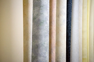 Variety of tones and textures of traditional Japanese hand-made washi paper, Japan, Asia Variety of tones and textures of traditional Japanese hand-made washi paper, Japan, Asia