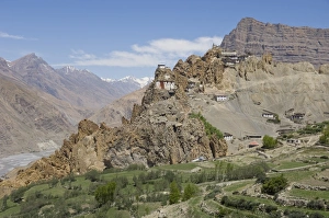 Himachal Pradesh Scenery Prints: View from afar of Dhankar monastery