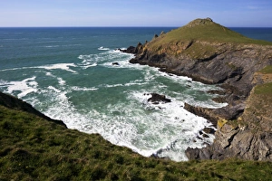 Atlantic Ocean Views UK Prints: View of Atlantic surf at Rumps Point, Pentire Headland, North Cornwall