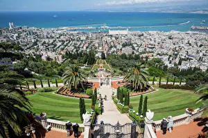 View over the Bahai Gardens, Haifa, Israel, Middle East View over the Bahai Gardens, Haifa, Israel, Middle East
