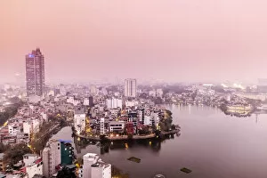 Images Dated 28th February 2017: View of the central Hanoi skyline and West Lake, Hanoi, Vietnam, Indochina, Southeast Asia