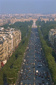 Champs Elysees Street Scene Prints: View over the Champs Elysees from the Arc de Triomphe, Paris, France, Europe