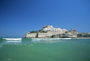 Prints of View to Citadel, Peniscola, Costa del Azahar, Castellon, Valencia, Spain, Mediterranean, Europe Valencia Prints: Citadel View Print, Peniscola, Costa del Azahar