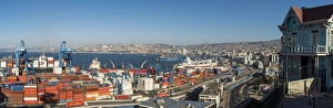 View of city and ports from Paseo 21 de Mayo, Cerro Playa Ancha, Valparaiso View of city and ports from Paseo 21 de Mayo, Cerro Playa Ancha, Valparaiso