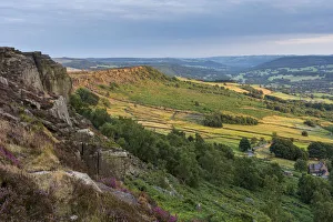 Peak District Scenery Prints: View from Curbar Edge looking towards Baslow Edge, Curbar Gap, Dark Peak