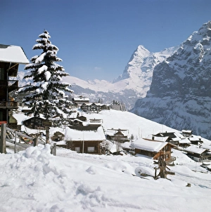 Murren Village Switzerland Prints: View towards the Eiger