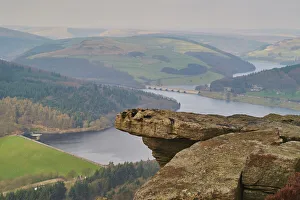 View from Hathersage Edge to Ladybower Reservoir and Derwent Valley, Peak District National Park View from Hathersage Edge to Ladybower Reservoir and Derwent Valley, Peak District National Park