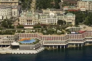 Monaco Collection: View from helicopter of the Casino, Monte Carlo, Monaco, Cote d Azur, Europe