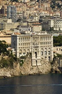 Monaco Collection: View from helicopter of Monaco Oceanography Museum and Monte Carlo, Monaco