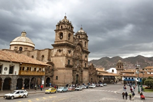 View over Iglesia de la Compania de Jesus church and La Merced church, Cuzco, UNESCO World Heritage Site, Peru View over Iglesia de la Compania de Jesus church and La Merced church, Cuzco, UNESCO World Heritage Site, Peru