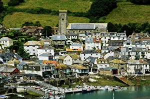 View of the Kingsbridge estuary, with harbour and boatyards, Salcombe, Devon View of the Kingsbridge estuary, with harbour and boatyards, Salcombe, Devon