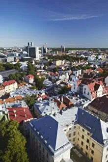 Estonia Collection: View of Lower Town with Business District in background, Tallinn, Estonia