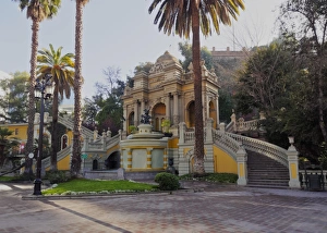 View of the Neptune Fountain and Terrace on the Santa Lucia Hill, Santiago, Chile View of the Neptune Fountain and Terrace on the Santa Lucia Hill, Santiago, Chile
