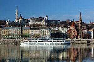 View over River Danube to Matthias Church (Matyas Templom) and Fishermens Bastion, Budapest, Central Hungary, Hungary View over River Danube to Matthias Church (Matyas Templom) and Fishermens Bastion, Budapest, Central Hungary, Hungary