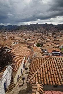 View over the rooftops of Cuzco from San Blas neighbourhood, UNESCO World Heritage Site, Peru, South America View over the rooftops of Cuzco from San Blas neighbourhood, UNESCO World Heritage Site, Peru, South America
