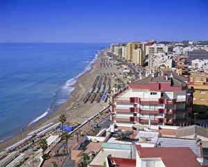 Prints of View over the seafront and beach, Fuengirola, Costa del Sol, Andalucia (Andalusia), Spain, Europe Mediterranean Architecture Prints: Fuengirola Seafront Print