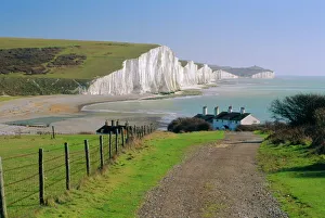 Prints of View to the Seven Sisters from Seaford Head, East Sussex, England, UK Sussex Prints: Seaford Head Print of the Seven Sisters Landscape