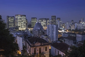 View of the skyscrapers of the city centre and central business district, wiith Santa View of the skyscrapers of the city centre and central business district, wiith Santa