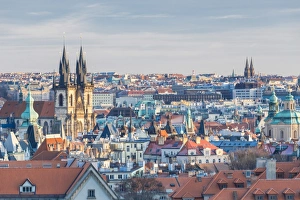 UNESCO World Heritage Site Photography Prints: View of typical architecture and ancient churches, Prague, Czech Republic, Europe