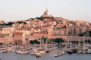 View across the Vieux Port to Basilica of Notre Dame de la Garde, Marseille View across the Vieux Port to Basilica of Notre Dame de la Garde, Marseille